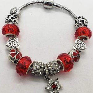 New European glass and rhinestone beaded bracelet